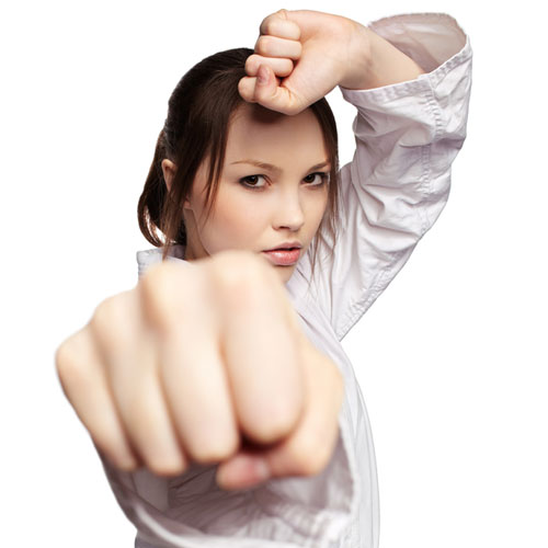 fit girl punching karate